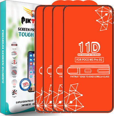 PikTrue Edge To Edge Tempered Glass for Poco M3 Pro 5G(Pack of 4)
