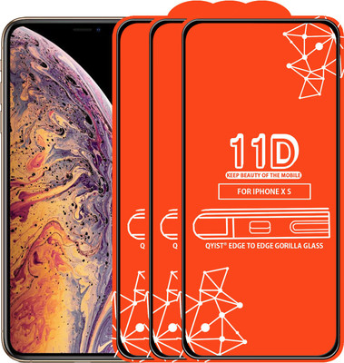 Qyist Edge To Edge Tempered Glass for Apple iPhone XS(Pack of 3)