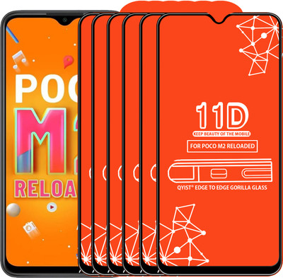 Qyist Edge To Edge Tempered Glass for Poco M2 Reloaded(Pack of 6)
