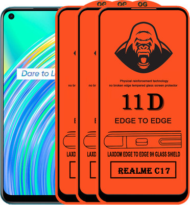 Laxdom Edge To Edge Tempered Glass for REALME C17(Pack of 3)