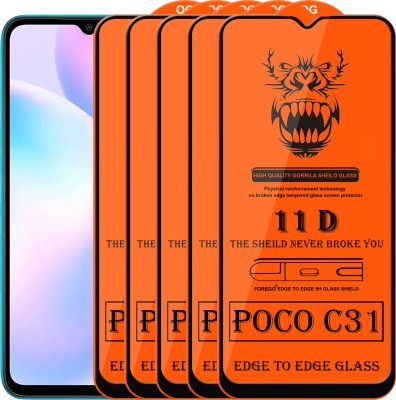 Forego Edge To Edge Tempered Glass for Poco C31(Pack of 5)