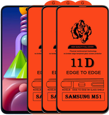 HIE POWER Edge To Edge Tempered Glass for Samsung Galaxy M51 -11D Glass (Pack Of 3)(Pack of 3)