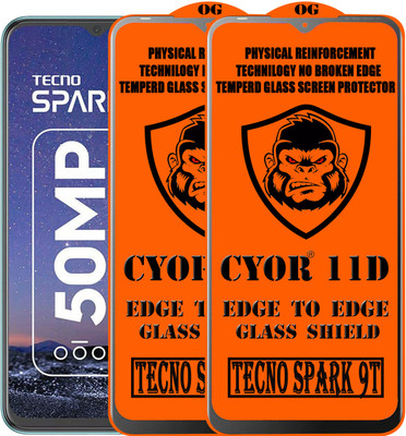 CYOR Edge To Edge Tempered Glass for TECNO SPARK 9T(Pack of 2)
