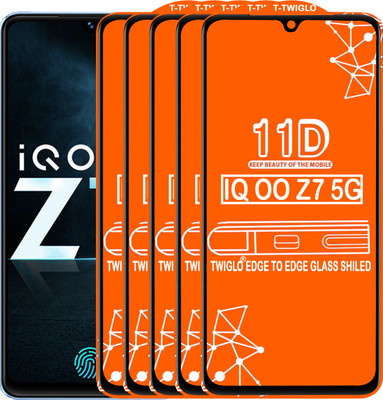 TWIGLO Edge To Edge Tempered Glass for IQOO Z7 5G(Pack of 5)