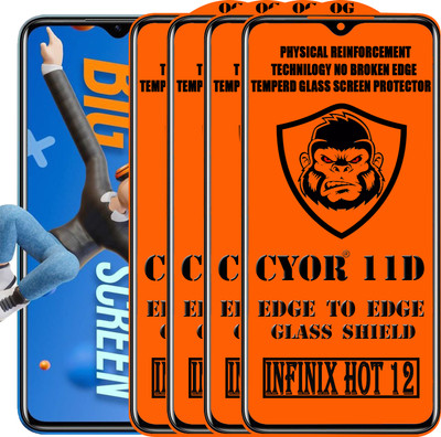 CYOR Edge To Edge Tempered Glass for INFINIX HOT 12(Pack of 4)