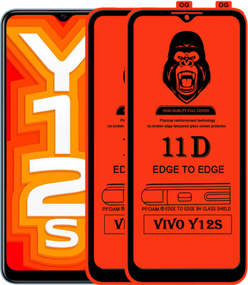 Laxdom Edge To Edge Tempered Glass for VIVO Y12S(Pack of 2)