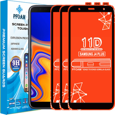 PFOAM Edge To Edge Tempered Glass for SAMSUNG GALAXY J4 PLUS(Pack of 3)