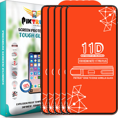 PikTrue Edge To Edge Tempered Glass for Redmi Note 11T Pro Plus(Pack of 5)