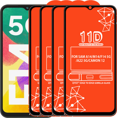 Qyist Edge To Edge Tempered Glass for FOR SAM A14, SAM M14, SAM F14 5G, SAM A22 5G, TECNO CAMON 12(Pack of 4)