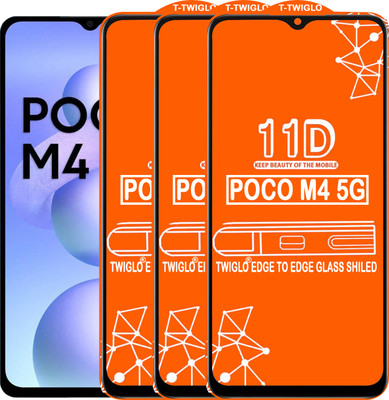 TWIGLO Edge To Edge Tempered Glass for POCO M4 5G(Pack of 3)