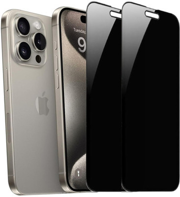SDH CARE Edge To Edge Tempered Glass for iPhone 15 Pro, Privacy Anti Spy Glass with Matte Finish(Pack of 2)