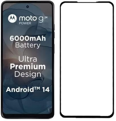 VDAT Edge To Edge Tempered Glass for Motorola G24 Power, Moto G24 Power(Pack of 1)