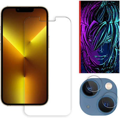 ARBAN Edge To Edge Tempered Glass for Apple iPhone 13 mini 5G Tempered Glass Screen Protector | Anti-Scratch | Edge to Edge Full Coverage | 9H Hardness (1 FRONT SCREEN GUARD + 1 CAMERA LENS PROTECTOR + 1 FREE BACK EMBOSSED SKIN002)(Pack of 1)