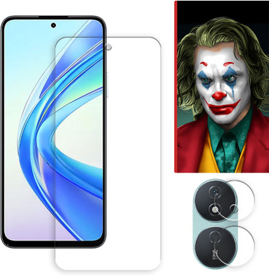 SOMTONE Edge To Edge Tempered Glass for Honor Play 50 Plus 5G FRONT Tempered Glass Screen Protector | Anti-Scratch | Edge to Edge Full Coverage | 9H Hardness ( 1 FRONT SCREEN GUARD + 1 CAMERA LENS PROTECTOR + 1 FREE BACK EMBOSSED SKIN026 )(Pack of 1)