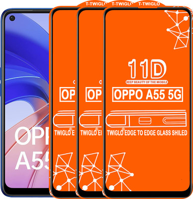 TWIGLO Edge To Edge Tempered Glass for OPPO A55 4G(Pack of 3)