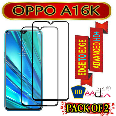 aadia Edge To Edge Tempered Glass for OPPO A16 K(Pack of 2)