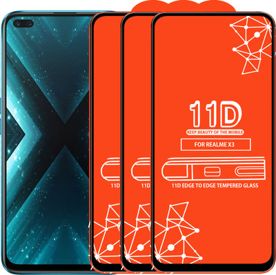 Qyist Edge To Edge Tempered Glass for Realme X3(Pack of 3)