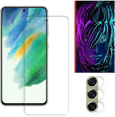 SOMTONE Edge To Edge Tempered Glass for Samsung Galaxy S21 FE 5G Tempered Glass Screen Protector | Anti-Scratch | Edge to Edge Full Coverage | 9H Hardness (1 FRONT SCREEN GUARD + 1 CAMERA LENS PROTECTOR + 1 FREE BACK EMBOSSED SKIN002)(Pack of 1)