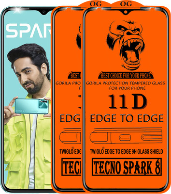TWIGLO Edge To Edge Tempered Glass for TECNO SPARK 8(Pack of 3)