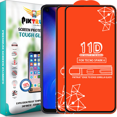 PikTrue Edge To Edge Tempered Glass for Tecno Spark 6(Pack of 2)