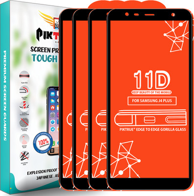 PikTrue Edge To Edge Tempered Glass for Samsung Galaxy J4 Plus(Pack of 4)