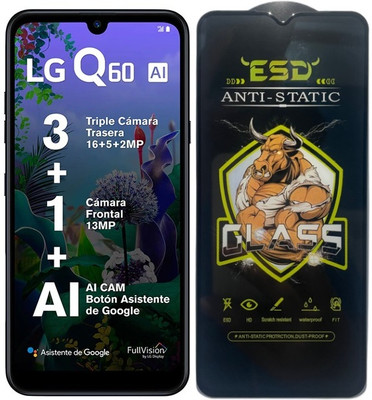 TELESHIELD Edge To Edge Tempered Glass for LG Q60, ESD Tempered Glass, ESD Screen Protector, Anti Static, Screen Protector(Pack of 1)