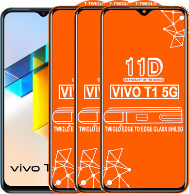 TWIGLO Edge To Edge Tempered Glass for VIVO T1 5G(Pack of 3)