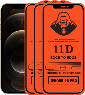 Laxdom Edge To Edge Tempered Glass for APPLE IPHONE 12 PRO(Pack of 3)