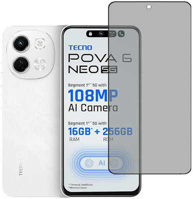 SPRITZEN Edge To Edge Tempered Glass for Tecno Pova 6 Neo 5G, Privacy Glass(Pack of 1)