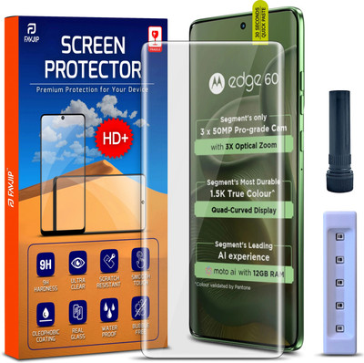 FAVJIP Edge To Edge Tempered Glass for Motorola Edge 60 5G, Motorola Edge 60, Moto Edge 60, Moto Edge 60 5G, Quad Curved UV Liquide Glue Screen Guard Protector with Easy Installation Kit(Pack of 1)