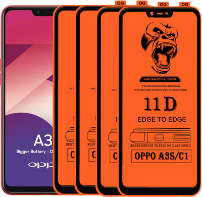 PFOAM Edge To Edge Tempered Glass for Oppo A3s(Pack of 4)