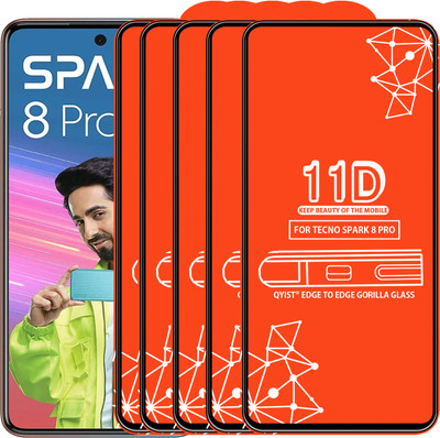 Qyist Edge To Edge Tempered Glass for Tecno Spark 8 Pro(Pack of 5)