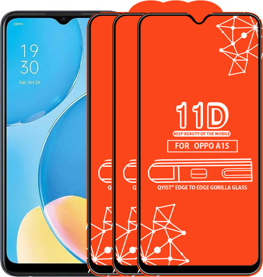 Qyist Edge To Edge Tempered Glass for Oppo A15(Pack of 3)
