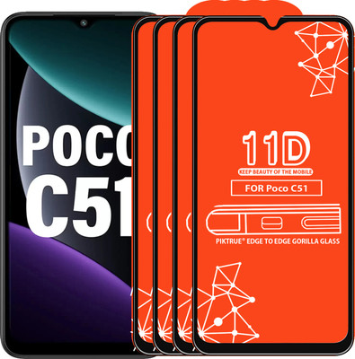 PikTrue Edge To Edge Tempered Glass for Poco C51(Pack of 4)