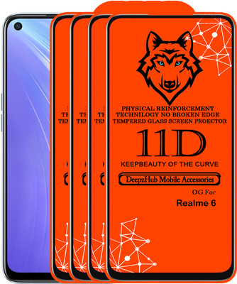DeepzHub Edge To Edge Tempered Glass for Realme 6(Pack of 4)