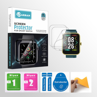 ARBAN Edge To Edge Tempered Glass for noise ColorFit Pulse 2 Max 1.85inch Smartwatch 3 PROTECTOR + 3 WIPES + 3 DUST REMOVAL STICKER + 1 WIPER(Pack of 3)