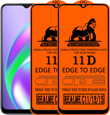 TWIGLO Edge To Edge Tempered Glass for REALME C12(Pack of 2)