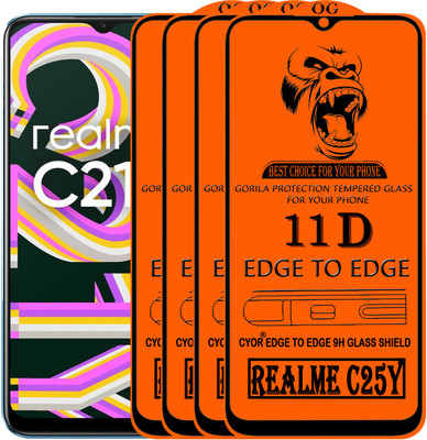 CYOR Edge To Edge Tempered Glass for REALME C21Y(Pack of 4)