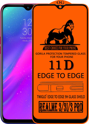 TWIGLO Edge To Edge Tempered Glass for REALME 3 PRO(Pack of 1)