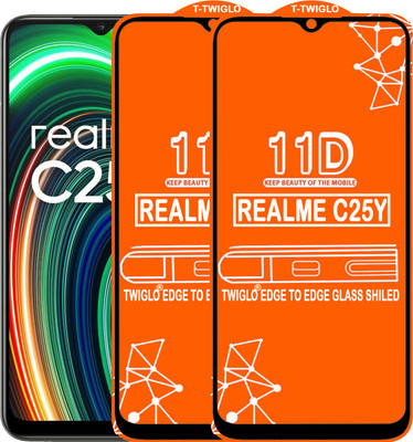 TWIGLO Edge To Edge Tempered Glass for REALME C25Y(Pack of 2)