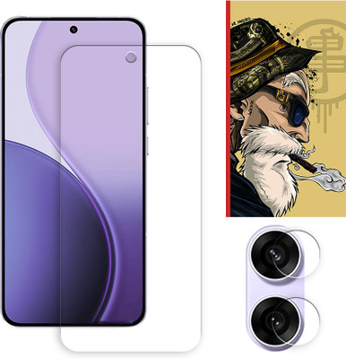 SOMTONE Edge To Edge Tempered Glass for Oppo Reno14 Pro 5G Tempered Glass Screen Protector | Anti-Scratch | Edge to Edge Full Coverage | 9H Hardness ( 1 FRONT SCREEN GUARD + 1 CAMERA LENS PROTECTOR + 1 FREE BACK EMBOSSED SKIN001 )(Pack of 1)