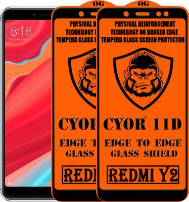 CYOR Edge To Edge Tempered Glass for Mi Redmi Y2(Pack of 2)