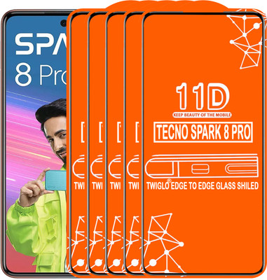 TWIGLO Edge To Edge Tempered Glass for TECNO SPARK 8 PRO(Pack of 5)