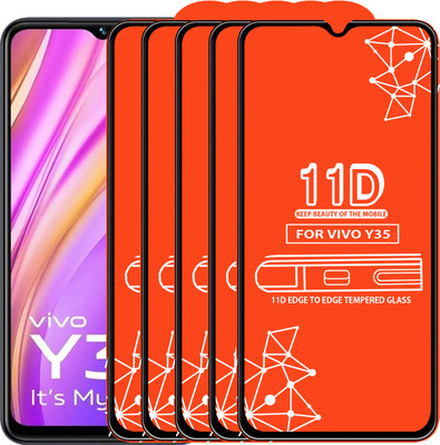 Qyist Edge To Edge Tempered Glass for Vivo Y35(Pack of 5)