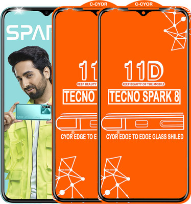 CYOR Edge To Edge Tempered Glass for TECNO SPARK 8(Pack of 2)