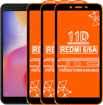CYOR Edge To Edge Tempered Glass for Mi Redmi 6(Pack of 3)