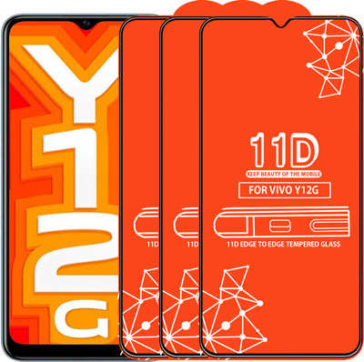Qyist Edge To Edge Tempered Glass for Vivo Y12G(Pack of 3)