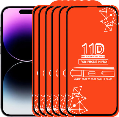 Qyist Edge To Edge Tempered Glass for Iphone 14 Pro(Pack of 6)