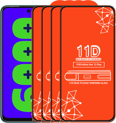 Qyist Edge To Edge Tempered Glass for Infinix Hot 12 Play(Pack of 4)