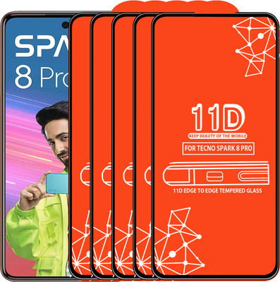 Roxel Edge To Edge Tempered Glass for Tecno Spark 8 Pro(Pack of 5)